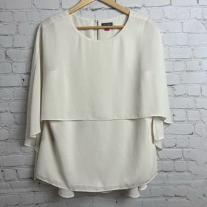 Vince Camuto Cape Overlay Tank Blouse Cream Top M